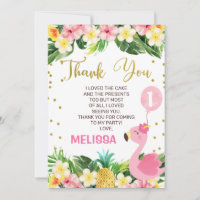 Floral Foliage Flamingo Geburtstag Danke Karte