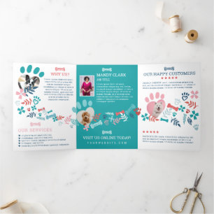 Floral & Foliage Pet Print Muster Business Dreifach Gefaltete Karte