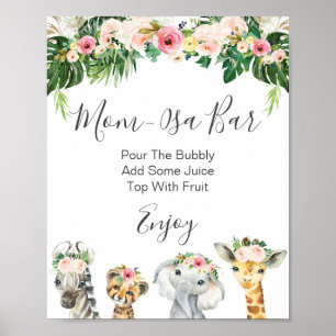 Floral Foliage Safari Mama-Osa Bar Baby Dusche Poster