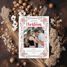 Floral Foliage Zwei Foto Frohe Weihnachten