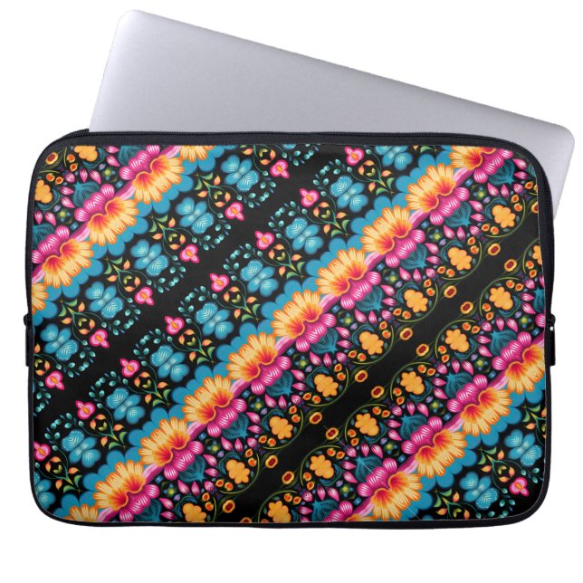 Floral Folk Art Modern Laptopschutzhülle (Vorderseite)