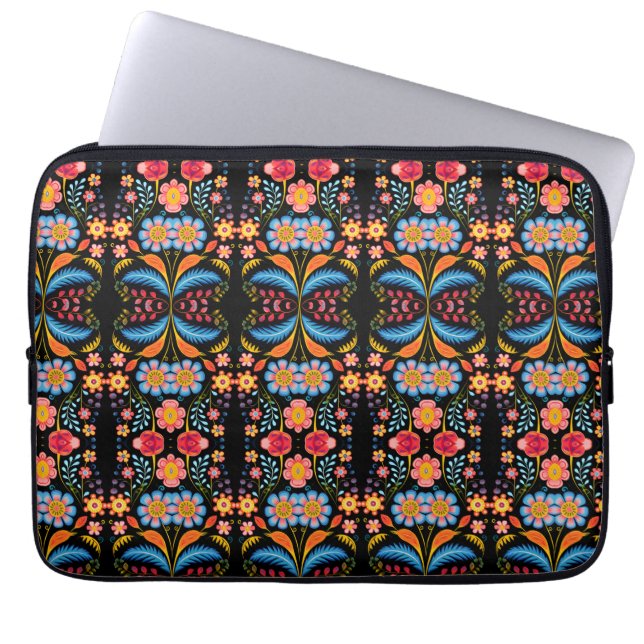 Floral Folk Art Modern Laptopschutzhülle (Vorderseite)