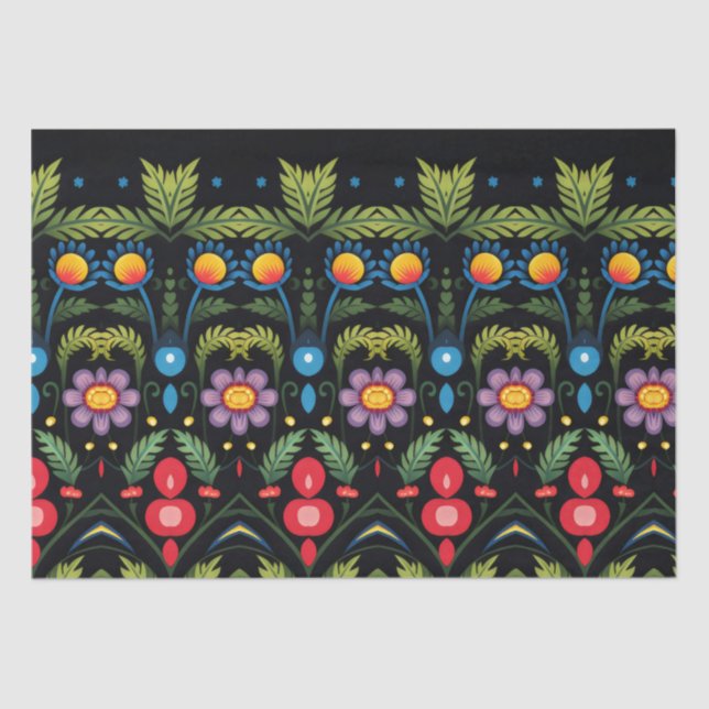 Floral Folk Art Modern Seidenpapier (Vorderseite)