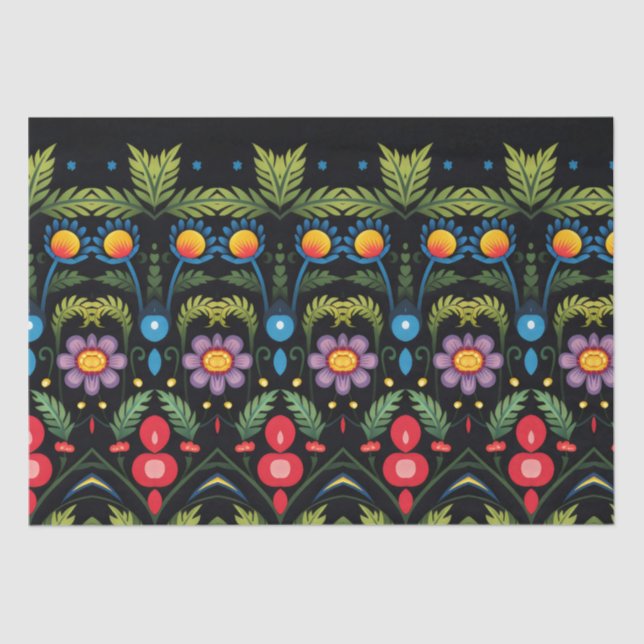 Floral Folk Art Modern Seidenpapier (Vorderseite)