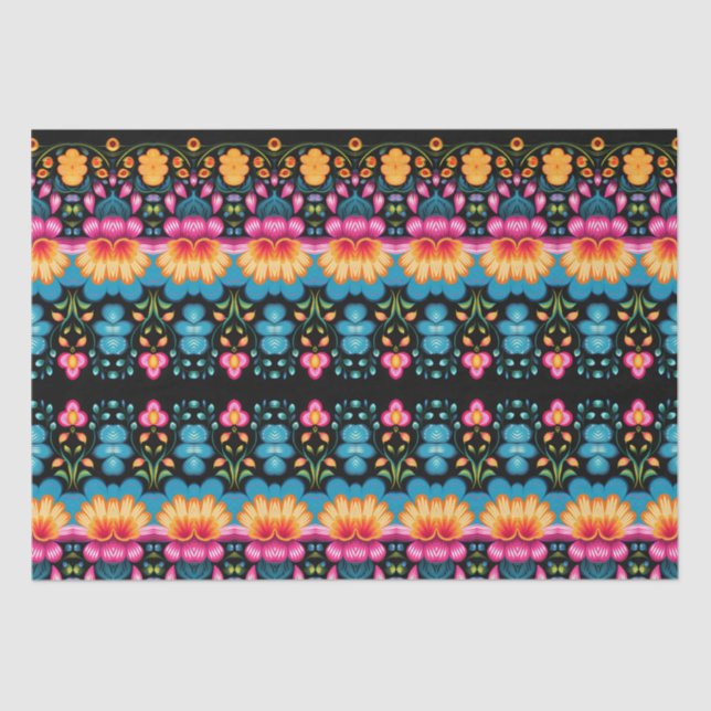 Floral Folk Art Modern Seidenpapier (Vorderseite)