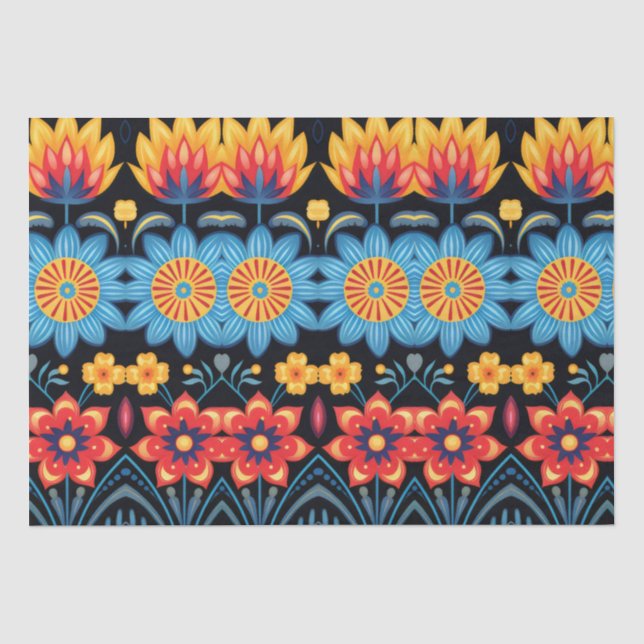 Floral Folk Art Modern Seidenpapier (Vorderseite)