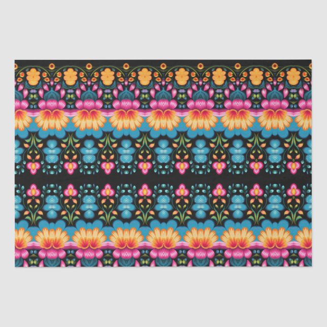 Floral Folk Art Modern Seidenpapier (Vorderseite)