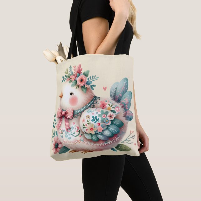 Floral Folk Bird mit Pastel Boho Charm (Von Nahem)