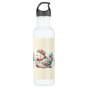 Floral Folk Bird mit Pastel Boho Charm Edelstahlflasche