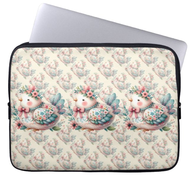 Floral Folk Bird mit Pastel Boho Charm Laptopschutzhülle (Vorderseite)