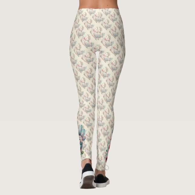 Floral Folk Bird mit Pastel Boho Charm Leggings (Rückseite)