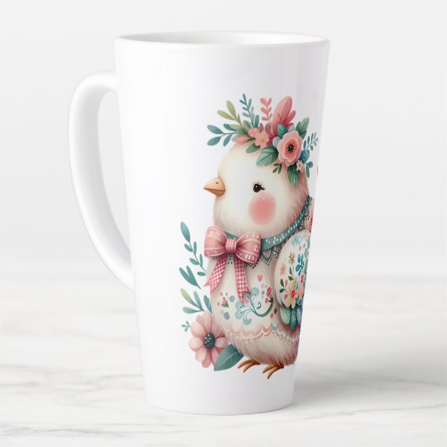 Floral Folk Bird mit Pastel Boho Charm Milchtasse (Linke Ecke)