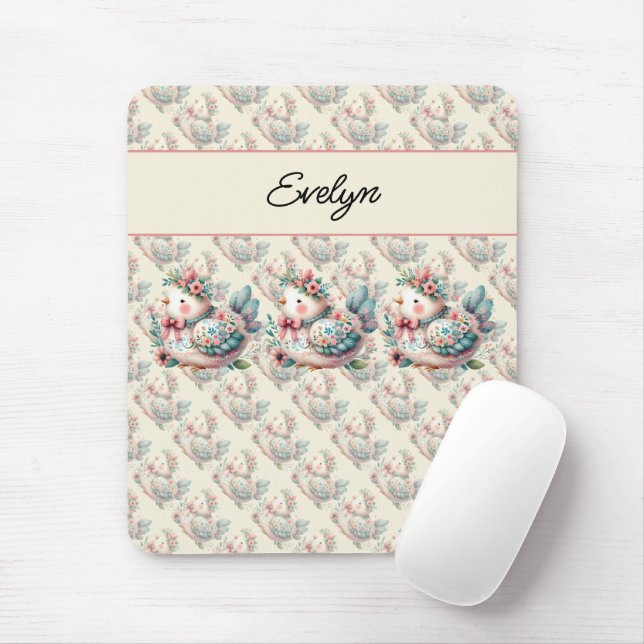 Floral Folk Bird mit Pastel Boho Charm Mousepad (Mit Mouse)