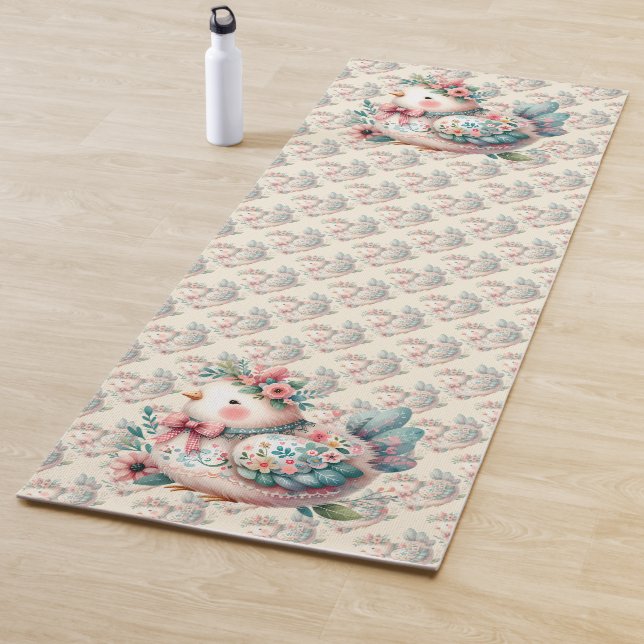 Floral Folk Bird mit Pastel Boho Charm Yogamatte (Beispiel)
