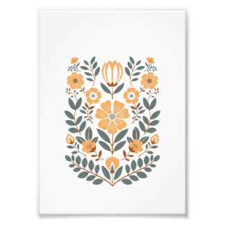Floral Folk Wall Art Print, Scandinavian Botanical Fotodruck