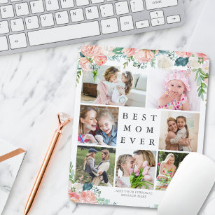 Floral Foto Collage BEST MAMA JE Personalisiert Mousepad