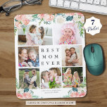 Floral Foto Collage BEST MAMA JE Personalisiert Mousepad<br><div class="desc">Erstellen Sie ein Foto-Keepake-Memory-Mauspad mit einer Collage von 7 Ihrer Lieblingsfotos, die mit Aquarellblau-Rosa und Rose-farbigen Blume auf einem wechselbaren weißen Hintergrund betont werden. Der einfache, klassische Titel BEST MAMA kann je geändert werden und Sie können eine persönliche Nachricht wie HAPPY MUTTER'S DAY, HAPPY BIRTHDAY oder WITH LIEBE, NAMES. FOTO...</div>