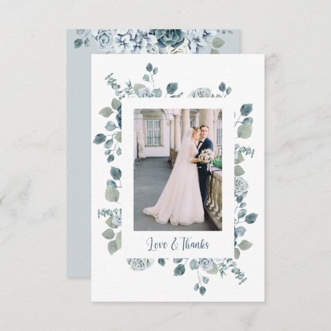 Floral Foto Hochzeit Danke Karte (Vorne/Hinten)