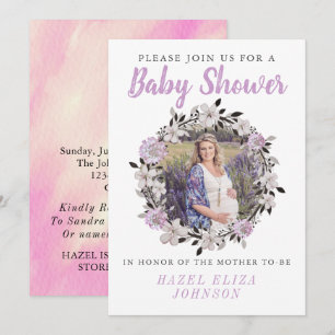 Floral Foto Maternity Baby Dusche Einladung