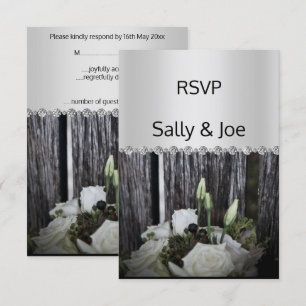 Floral Foto Rustic Diamond Wedding Response Einladung