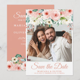Floral-Foto-Save the Date-Karte anbringen Einladung