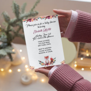 Floral Fox Baby Shower Invitation Einladung