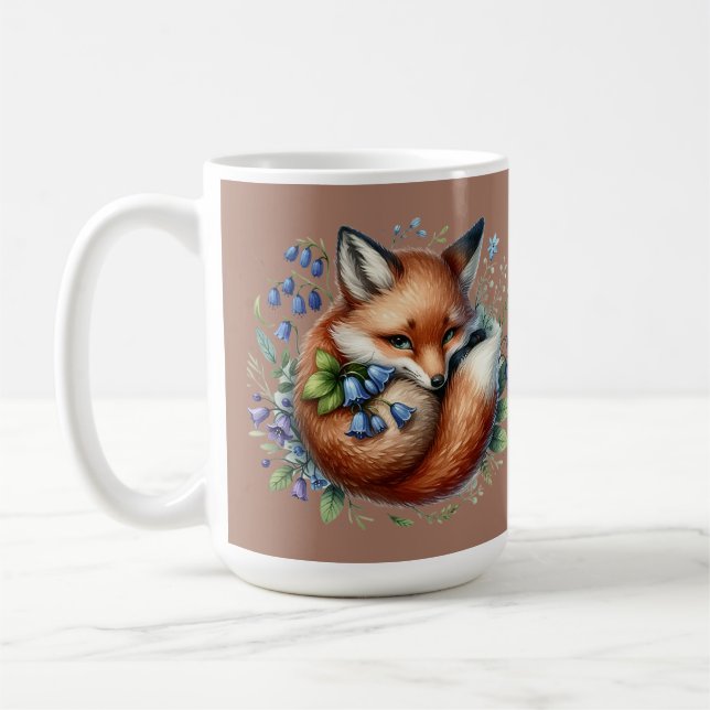 Floral Fox Botanical Woodland Brown Kaffeetasse (Links)