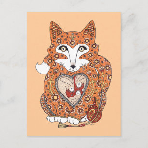 Floral Fox Cub Postcard Postkarte