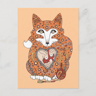 Floral Fox Cub Postcard Postkarte