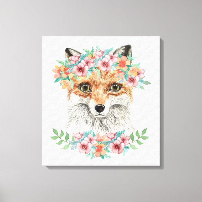 Floral Fox Leinwanddruck (Vorderseite)