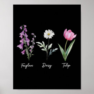 Floral Foxglove Daisy Tulip Blume Poster
