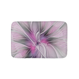Floral Fractal Modern Abstract Flower Pink Gray Badematte