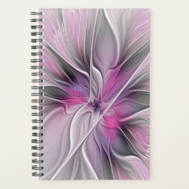 Floral Fractal Modern Abstract Flower Pink Gray Planer