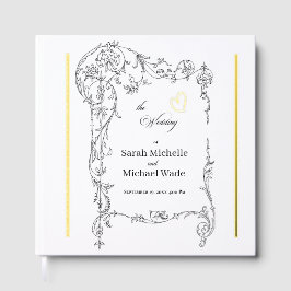 Floral Frame Calligraphy Wedding Gästebuch