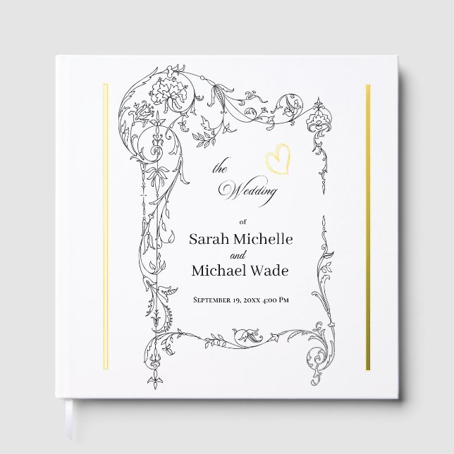 Floral Frame Calligraphy Wedding Gästebuch (Vorderseite)