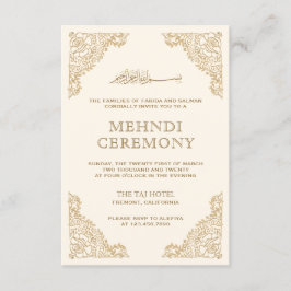 Floral Frame Creme und Gold islamischen Mehndi Begleitkarte