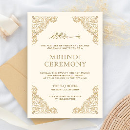 Floral Frame Creme und Gold islamischen Mehndi Begleitkarte