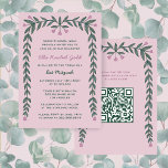 Floral Frame Custom QR Code Bat Mitzvah Girl Einladung<br><div class="desc">Perfekte Karte, um eine Fledermausmitzvah, Bar mitzvah oder andere jüdische Feier anzukündigen! Handgezeichnete Kunst für Sie auf der Vorder- und Rückseite! Vollständig anpassbar! Klicken Sie auf "Personalisieren" oben, um den Text zu bearbeiten und Ihren Link zum QR-Code hinzuzufügen. Klicken Sie auf "Bearbeiten mit dem Design-Tool", um die Schriftart, Farben und...</div>