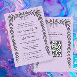 Floral Frame Custom QR Code Moderne BarBat Mitzvah Einladung<br><div class="desc">Perfekte Karte, um eine Fledermausmitzvah, Bar mitzvah oder andere jüdische Feier anzukündigen! Handgezeichnete Kunst für Sie auf der Vorder- und Rückseite! Vollständig anpassbar! Klicken Sie auf "Personalisieren" oben, um den Text zu bearbeiten und Ihren Link zum QR-Code hinzuzufügen. Klicken Sie auf "Bearbeiten mit dem Design-Tool", um die Schriftart, Farben und...</div>
