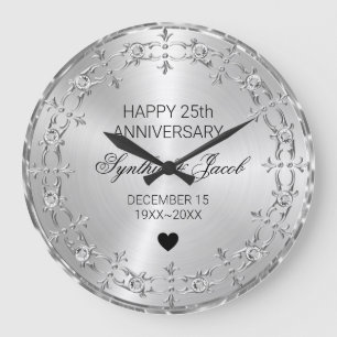 Floral Frame Diamonds Große Wanduhr