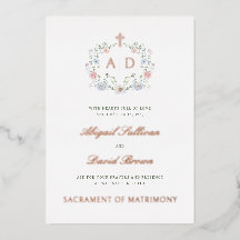 Floral Frame Monograms Catholic Wedding