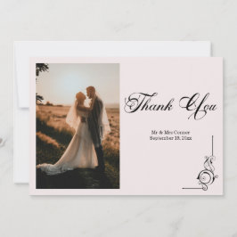 Floral Frame Photo Thank You Card Dankeskarte