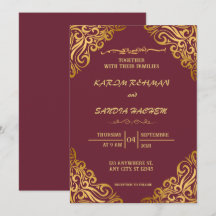 Floral Frame Plum und Gold Islamische Hochzeit