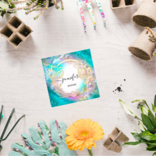 Floral Frame QR-Code Logo Quadratische Visitenkarte