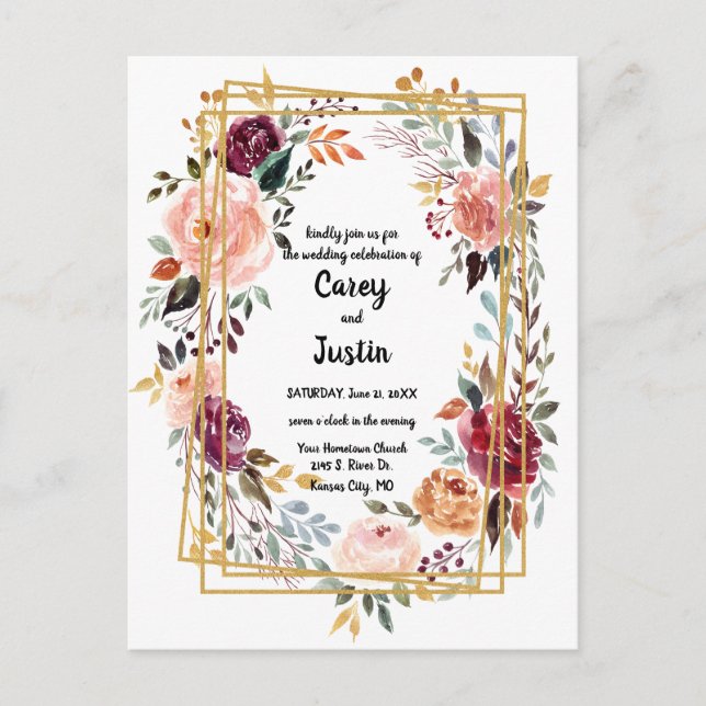 Floral Frame Trending Wedding Postcard Postkarte (Vorderseite)