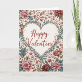 Floral Frame Valentine Romantic Happy Valentines  Karte