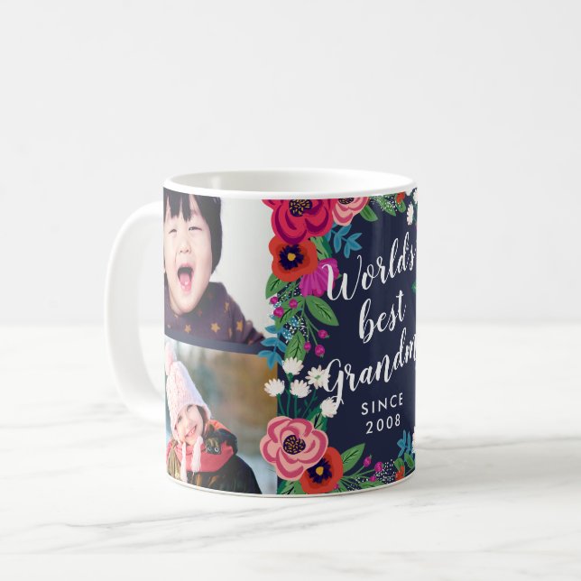 Floral Frame World ist die beste Grandma Foto Coll Kaffeetasse (Vorderseite Links)