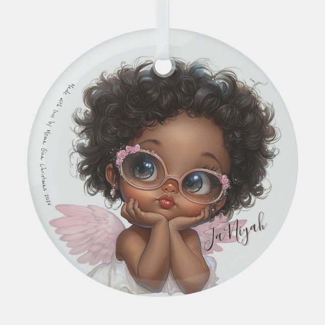 Floral-Framed Curiosity Ornament Aus Glas (Vorderseite)