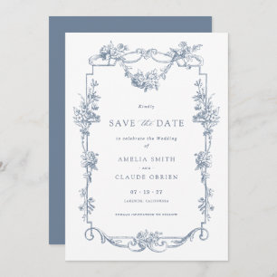 Floral French Vintag Frame Save the Date Hochzeit Einladung