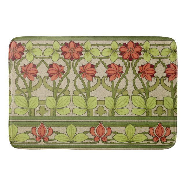 Floral Frieze Border im Jugendstil Badematte (Vorderseite)